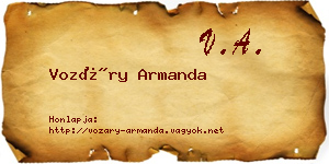 Vozáry Armanda névjegykártya
